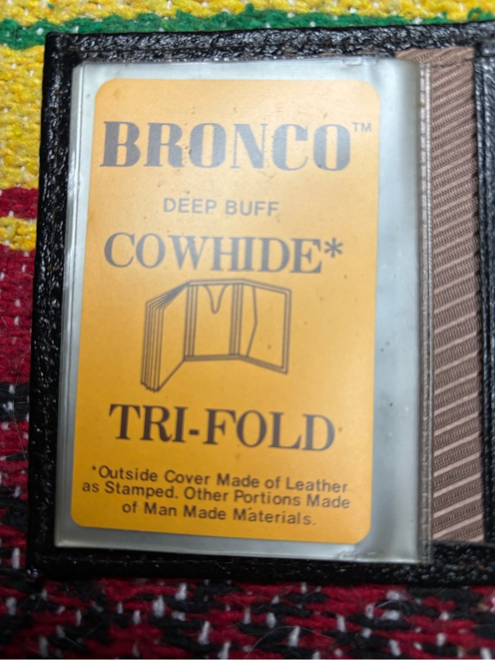 Bronco Deep Buff Cowhide Tri-Fold Wallet - Black